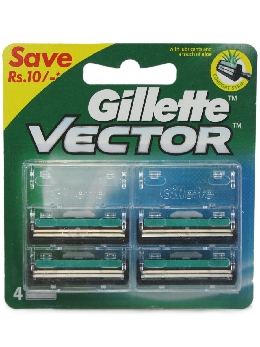 Gillette Vector Plus - Manual Shaving Razor Blades Cartridge, 4 pcs