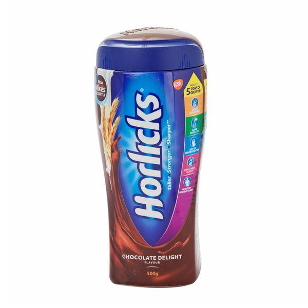 Horlicks Health Drink Powder - Chocolate Delight Flavour 500 gm (Pet Jar)
