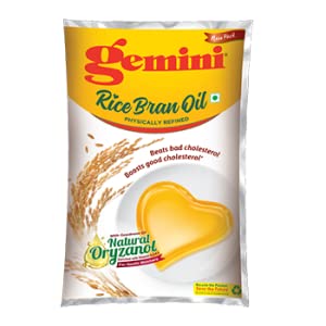 Gemini Refined Rice Bran Oil Pouch 1 Liter