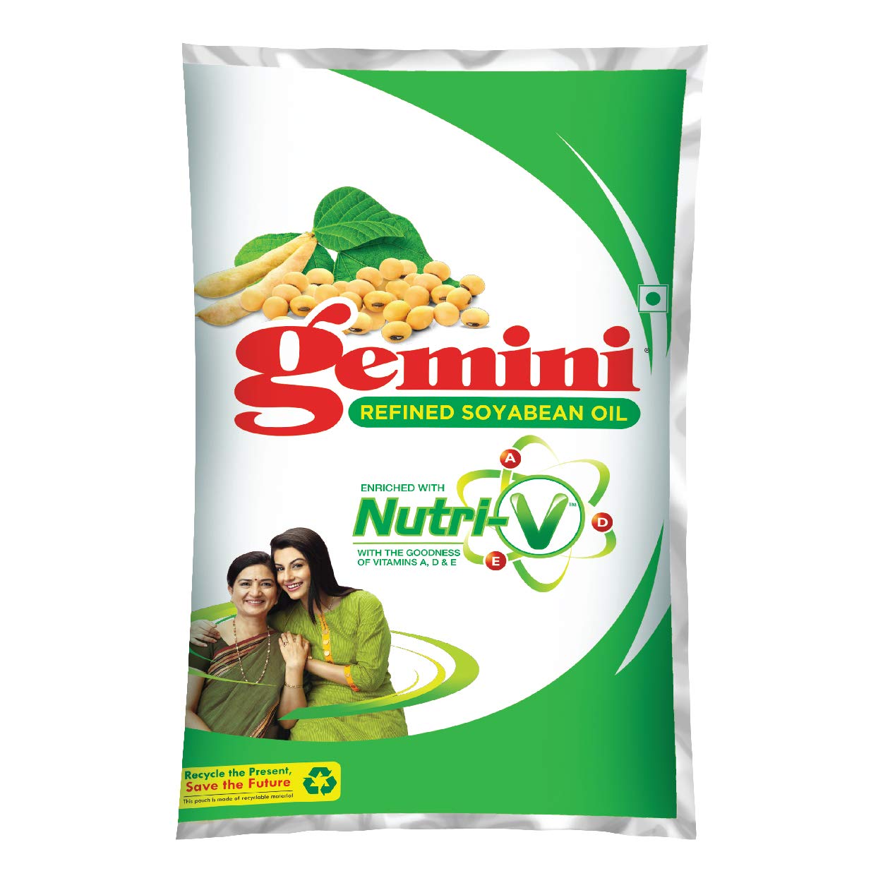 Gemini Refined Soyabean Oil Pouch, 1L