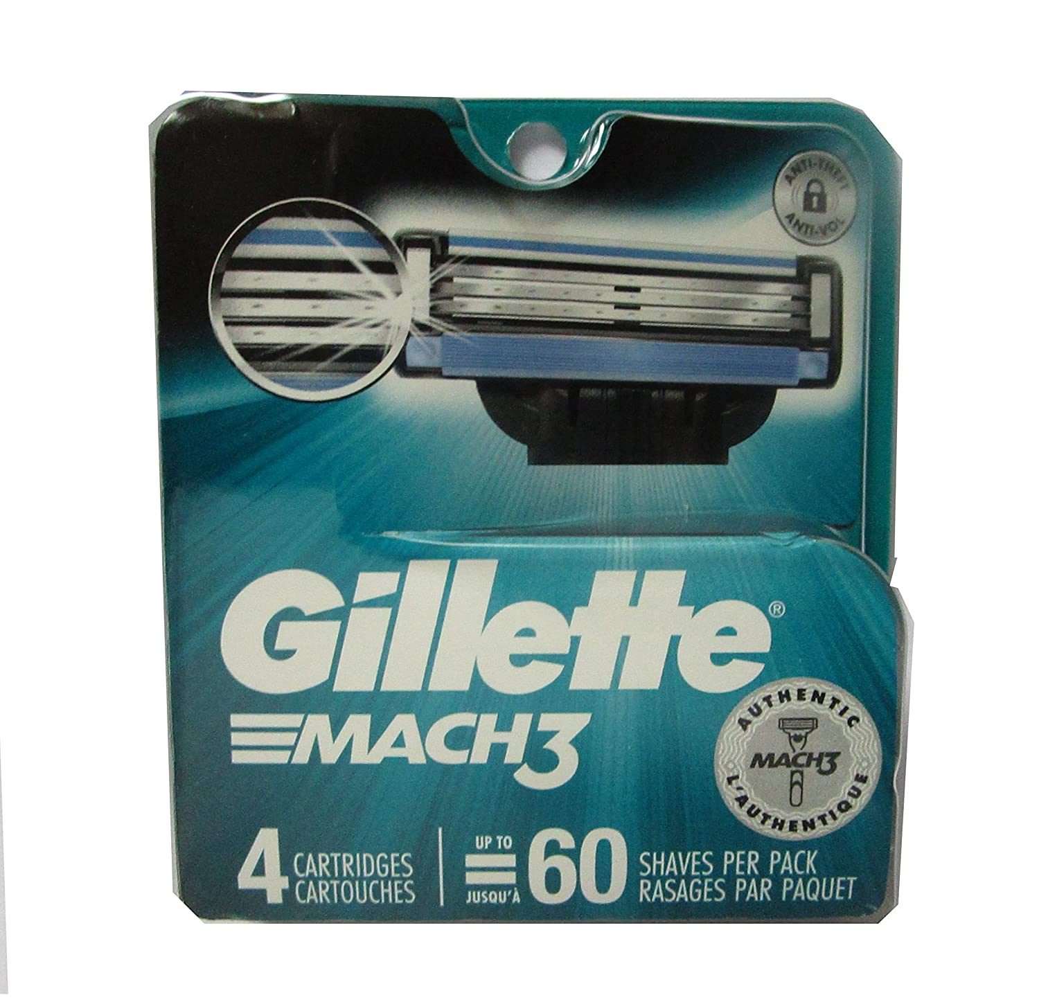 Gillette Mach 3 Manual Shaving Razor Blades - 4 Cartridges