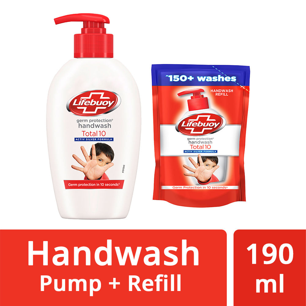 Lifebuoy Total 10 Germ Protection Handwash 190 ml with Refill Pouch 185 ml Free