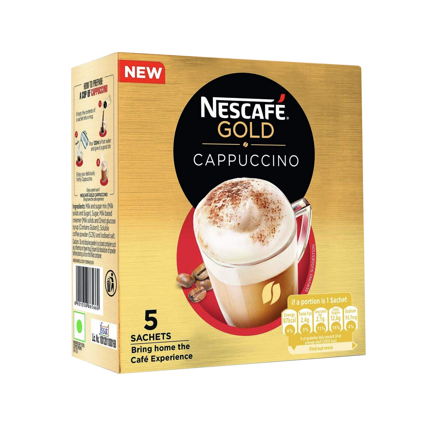 Nescafé Gold Cappuccino, 5 sachets x 25g, 125 g