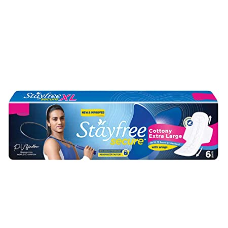 Stayfree Secure Dry Cover with Wings  6 pads (Extra Large)
