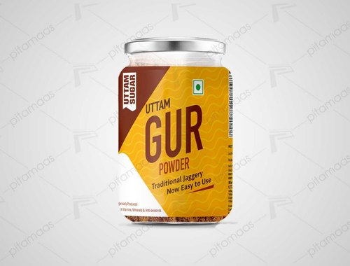 Uttam Sugar Brown Gur Powder / Traditional Jaggery,  350 Grams Jar